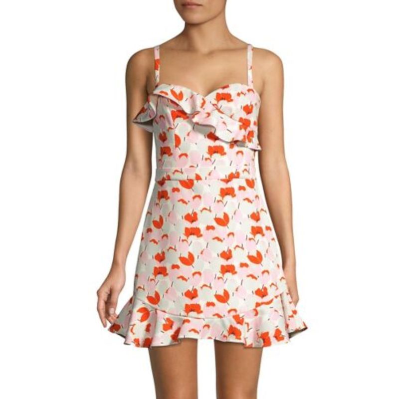Black Halo Womens White Flounce Hem Adjustable Straps Mini Dress 12